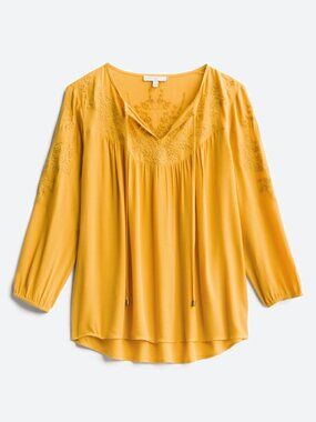 NWT!  Womens Stitch Fix Pale Sky Mustard Maline Embroided textured top size L